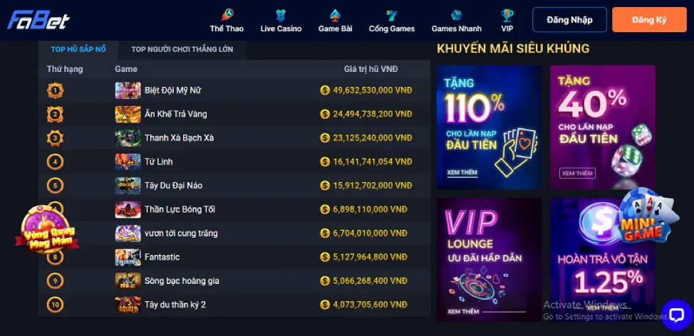 Hoàn trả VIP vi68 win